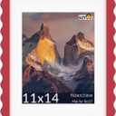 11x14 Wavy Picture Frame with Mat for 8x10, Real Glass and Wooden Frame - Tabletop or Wall Hanging Photo Frame(1 Pack, Red)