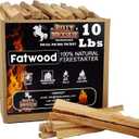 10lb Fatwood Fire Starter Sticks | 100% Natural Fire Starters for Campfires, Firepit, Fireplaces, BBQ, Wood Stoves | Easy Ignition w/Just 2 Sticks | Camping Essentials by Billy Buckskin (10lb Box)