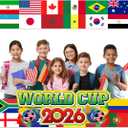 Soccer Birhday Party Decorations Photo Booth Frame,International Flags Themed Photo Props, Sports Party Decorations for Futbol Game Night, Sports Event, World Flags Selfie Frame for Party Favors
