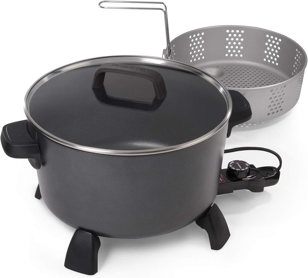 National Presto 10-Quart Kitchen Kettle XL Multi-Cooker, Steamer, Black Deep-Fryer