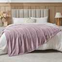 NEWCOSPLAY Super Soft Throw Blanket Light Purple Premium Silky Flannel Fleece Leaves Pattern Lightweight Bed Blanket All Season Use (Light Purple, Throw(50"x60"))