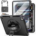 Case for iPad Pro 13 Inch 7th Generation 2024: Military Grade Cover for iPad Pro 13" (M4) W/Screen Protector - Stand - Handle - Shoulder Strap - Pencil Holder- Black