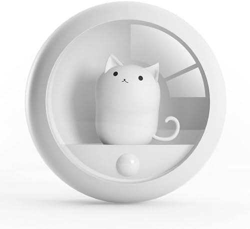 Attivolife Cat Magnetic Motion Sensor Light, Rechargeable Locker Night Lamp Dimmable, Warm White LED, Bedroom Hallway Stair Bathroom Kitchen, Pack Of 2