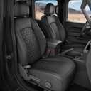 for Jeep Wrangler Seat Covers JL 4 DR Without Rear Cup Holder 2018 2019 2020 2021 2022 2023 2024 2025 2026, Custom Fit Car Seat Covers Full Set,Waterproof Leather Seat Protector,Black