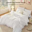Litanika Queen Comforter Set, 7 Pcs White Ruffle Bed in a Bag | Farmhouse Shabby Chic Soft Fluffy Bedding Set for Women Girls, All Season Bed Set with Comforter, Sheets, Pillowcases & Shams