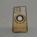 Bling Glitter Phone Case Compatible with iPhone 13 Pro Max, Kickstand Camera Lens Protector Soft Cover Sparkling Rhinestone Case (Gold)