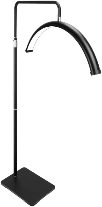 Larger & Brighter Eyelash Lamp - Dimmable LED Floor Lash Light for Eyelash Extensions, Salon SPA, Esthetician, Tattoo Artists - Rotating Half-Moon Head, Shadowless Lighting, Adjustable Brightness (23 Inch- Black)