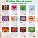 2026 Wall Calendar Diamond Painting Kit - DIY Diamond Art Calendar, 12-Month Flip Wall Calendar, for Holiday Christmas Home Office Decoration
