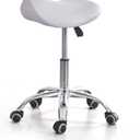 Ergonomic Saddle Rolling Stool for Salon Office Bar Tattoo Lash Tech Manicure Kitchen Hygienic Home Eyelash Artist Spa Metal Stool with Wheels Adjustable Seat Chair,White