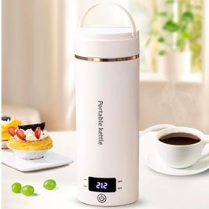 Travel Electric Kettle Portable Mini Kettle,Small Hot Water Boiler with 4 Temperature Settings,304 Stainless Steel,Fast Boiling Water with Auto ShutOff and Boil Dry Protection,400ml (Beige, 400ML)