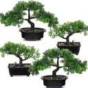 Jexine 4 Pack Artificial Bonsai Tree, Indoor Small Fake Plants in Pots for Home Table Office Desk Bathroom Shelf Bookshelf Bedroom Living Room Farmhouse Decorations