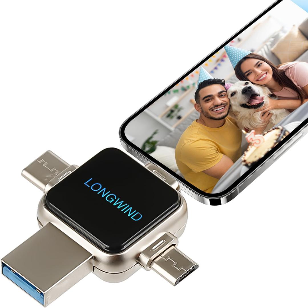 Photo Stick Flash Drive,LONGWIND 512GB USB 3.0 High Speed Thumb Drive,USB Memory Stick Portabl External Easy Backup Photo Storage for Phone/Android/PC/Laptop/Tablet (Silver)