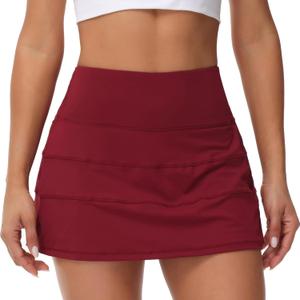 MCEDAR Pleated Tennis Skirt for Women with Pockets Women's High Waisted Athletic Golf Skorts Skirts Running Workout Shorts (12, Wine Red)