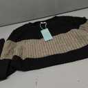 WIHOLL Womens Sweaters Trendy Color Block Tops Long Sleeve Shirts Fall Outfits Early Fall Fashion 2025 Winter Clothing (Medium, Coffee)