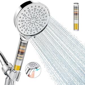 Cobbe Filtered Shower Head with Handheld, High Pressure 6 Spray Mode Showerhead with Filters, Water Softener Filters Beads for Hard Water - Remove Chlorine - Reduces Dry Itchy Skin, Chrome