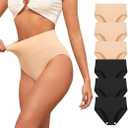 Y25D High Waisted Underwear for Women Tummy Control Panties Seamless Breathable Full Coverage Women's Briefs Multipack, Size XL