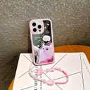 for iPhone 11 Case, [Cute White Cat Pattern][Shiny Mirror Case][2-in-1 Bead Wrist Strap], Soft TPU Frame, Shockproof and Drop-Proof, Suitable for Women & Girls