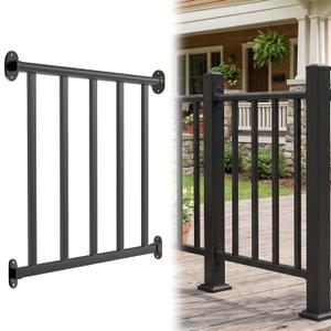 Akenow 36 in. H x 2 ft. W Porch and Deck Railing,Level Railing Kit Guard Rail for Deck for Outdoor Steps,Heavy Duty Balustrs System for Deck, Porch, Patio & Balcony