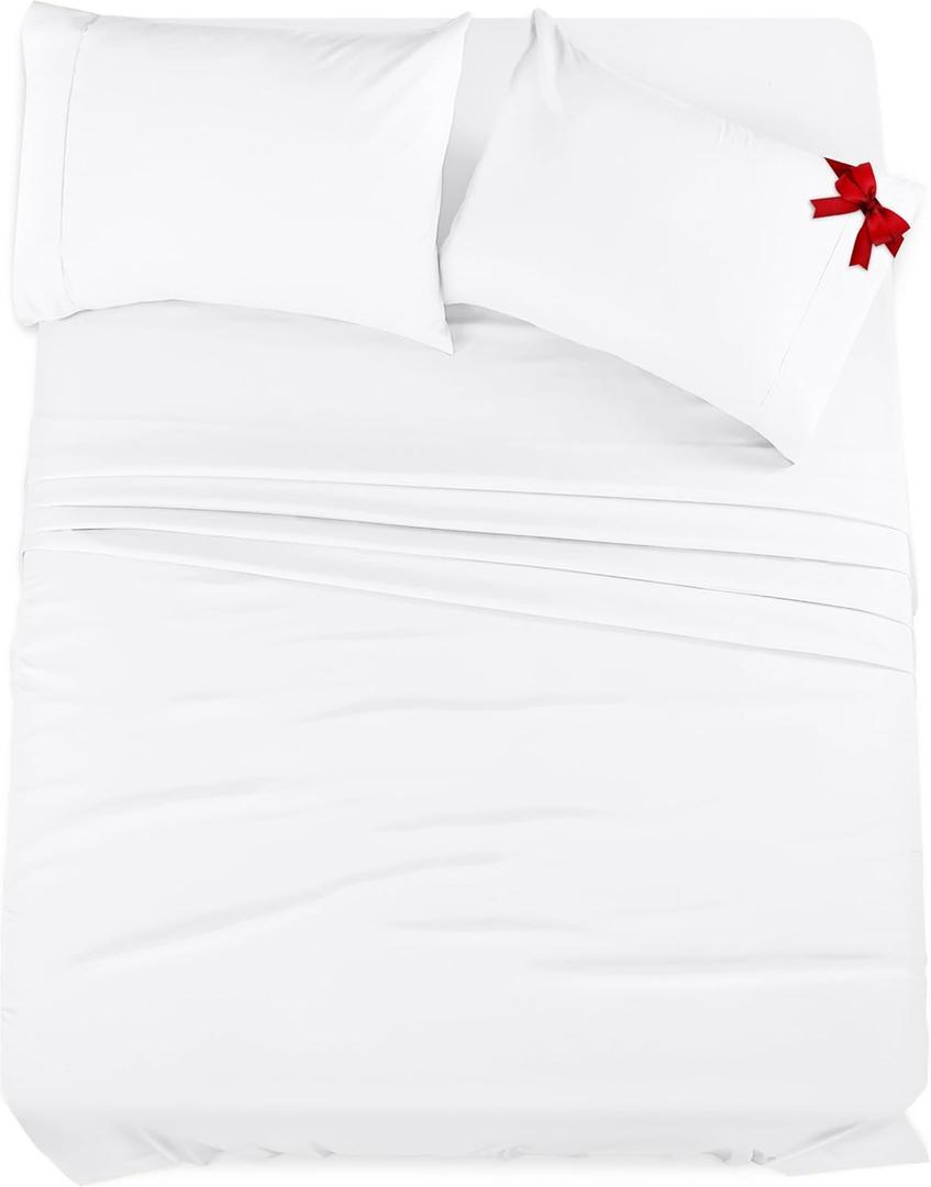 Utopia Bedding California King Sheet Set  4 Piece Bed Sheets for Cal King Size Bed, Soft and Breathable Microfiber, Includes 1 Fitted Sheet, 1 Flat Sheet and 2 Pillowcases (White)