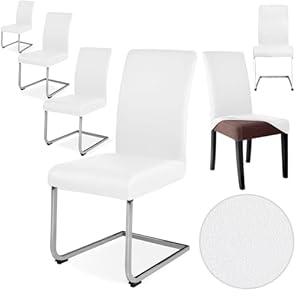 Alishomtll PU Chair Covers Set of 4/ 6 Leather Stretch Universal Chair Slipcovers Waterproof Elastic Dining Room Chair Covers Washable Chairs Protection for Kitchen Restaurant Hotel (White, 6 pcs)