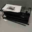 GSlife Narrow Dish Drying Rack, 2 Tier Small Dish Drainer for Kitchen Counter, Expandable Compact Dish Rack with Utensil Holder for RV/1-2 People, 15.7''-20.7''L x 7" D x 12.6" H, Black