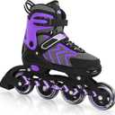 Nattork Adjustable Inline Skates for Adults and Teens, Outdoor & Indoor Blades Roller Skates for Boys, Beginners (X-Large - Adult (8W-9.5W/6.5M-8M), Purple)