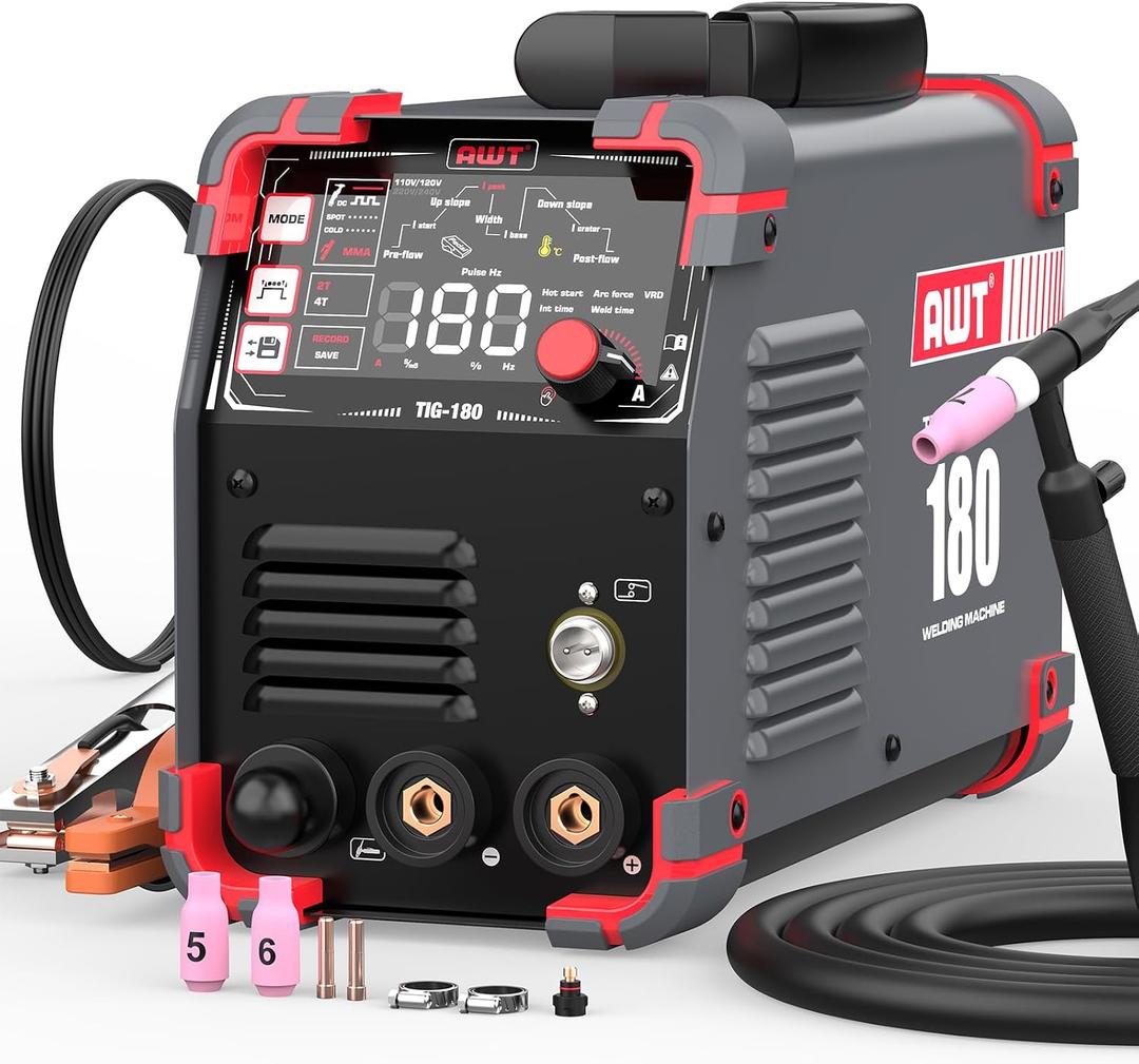 AWT LED Display 180A Cold TIG Welder with DC Pulse,5-in-1 TIG Welder