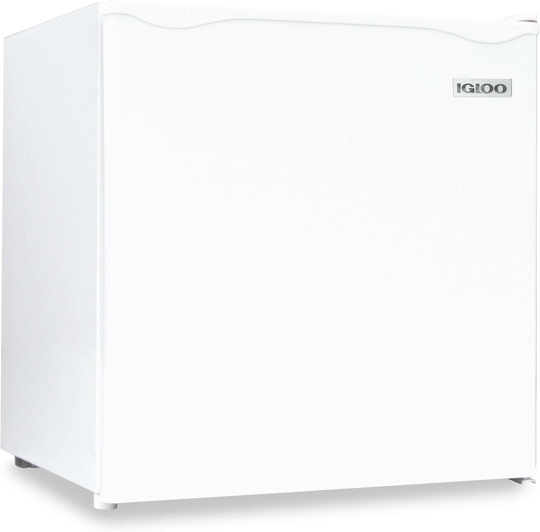 Igloo 1.6 Cu.Ft Mini Fridge with Freezer- Single Door Compact Refrigerator with Glass Shelves for Homes, Dorms & Offices- Keep Snacks, Drinks & Frozen Foods Cool with Temperature Control Fridge- White