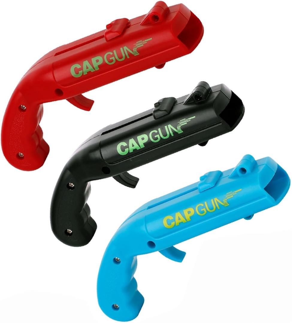 Cap Shooting Bottle Opener Gun - Launches Caps for World Cup Parties, BBQs & Adult Gatherings, Fun Gadget for Men, Unique Gag Gift for Sports Events (Blue Red Black)