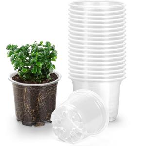 20 Pack 5 Inch Clear Nursery Pots for Plants, Clear Plastic Plant Pots with Drainage Holes, Flexible Nursery Pots Variety Pack, Seedling Planter Seed Starter Pots (5 Inch)