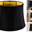 GOSO Medium Black Drum Lamp Shade for Table Lamps Floor Lamp-12x14x10 inch (Spider) Foldable Round Lampshades Faux Silk Lamp Shades Replcement/Rustic Modern Shade-Easy Assembly