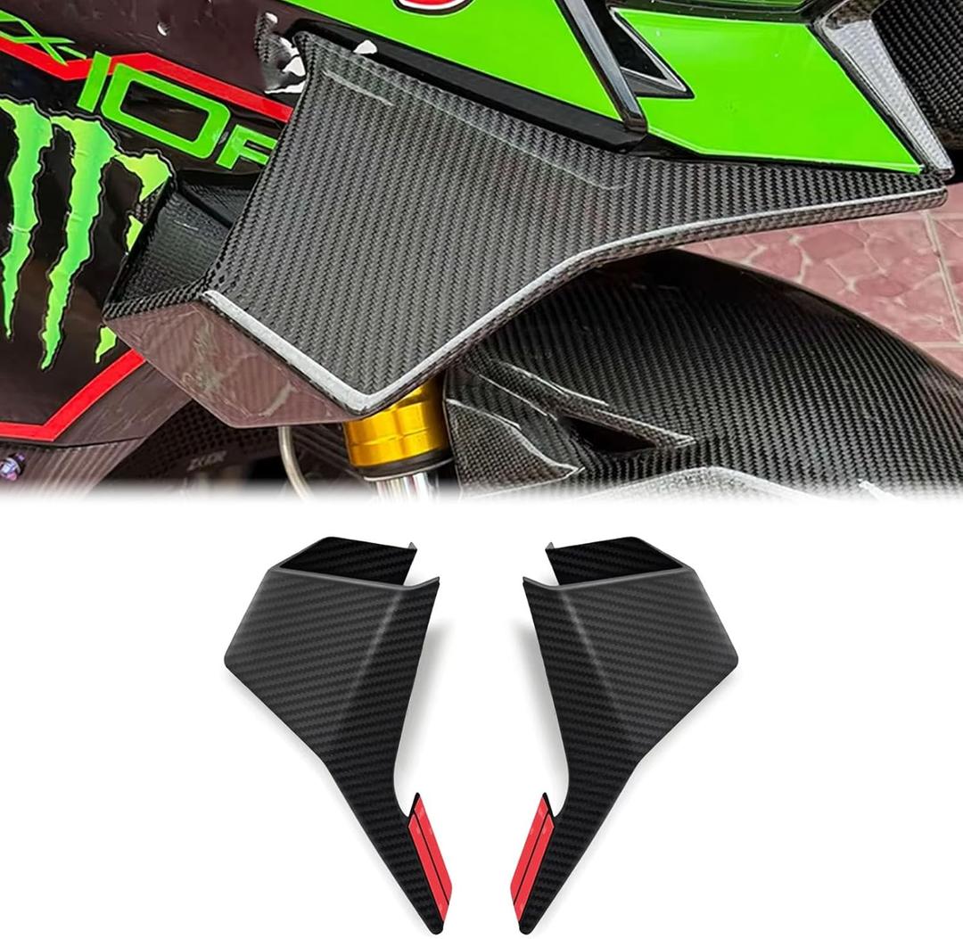 For ZX-10R ZX-10RR 2022-2025 Motorcycle Front Aerodynamic Fixed Wing Spoiler Side Winglet GP Wing ZX10R Accessories (Carbon Fiber Texture)