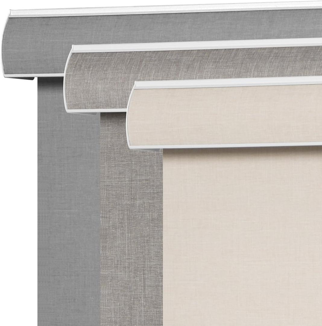 SEEYE Blackout Roller Shades for Windows, Cordless, Roller Blinds, Linen Fabric Window Blinds, Thermal Insulated Fabric UV Protection, Room Darkening Shades for Home,Office (Line Beige, 55" W x 72" H)