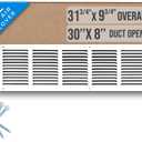 Fits 30x8 Duct Opening | Steel Return Air Grille by Handua | Vent Cover Grill for Sidewall and Ceiling | White | HVAC Cold Air Intake Grille | Outer Dimensions: 31.75"W X 9.75"