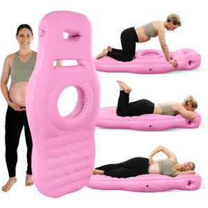 Inflatable Pregnancy Pool Float-Tummy Nest Pillow, Pregnancy Tanning Float for Prone Sleeping,Belly Mattress for Back & Hip Pain Relief  Portable for Massage,Home,Trave, Pink