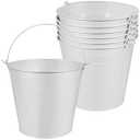 OBTANIM 7 Pack White Metal Buckets with Handle Galvanized Ice Pails for Plants, Succulents, Party Favors Organizing, Rustic Home Decor or Classrooms Pencil Storage (7.1 x 5.2 inch)