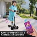 24V Electric Scooter for Kids w/150W Powerful Motor, Thumb Throttle, LCD Screen, Bluetooth, Light-Up Stem Deck & Wheels, 3 Adjustable Heights, 5MPH Safe Speed, 3 Wheel Electric Scooter for Kids
