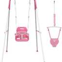 2 in 1 Toddler Swing & Baby Jumper, Foldable Baby Swing Outdoor & Indoor Use, Easily Installable and Storable (Pink)