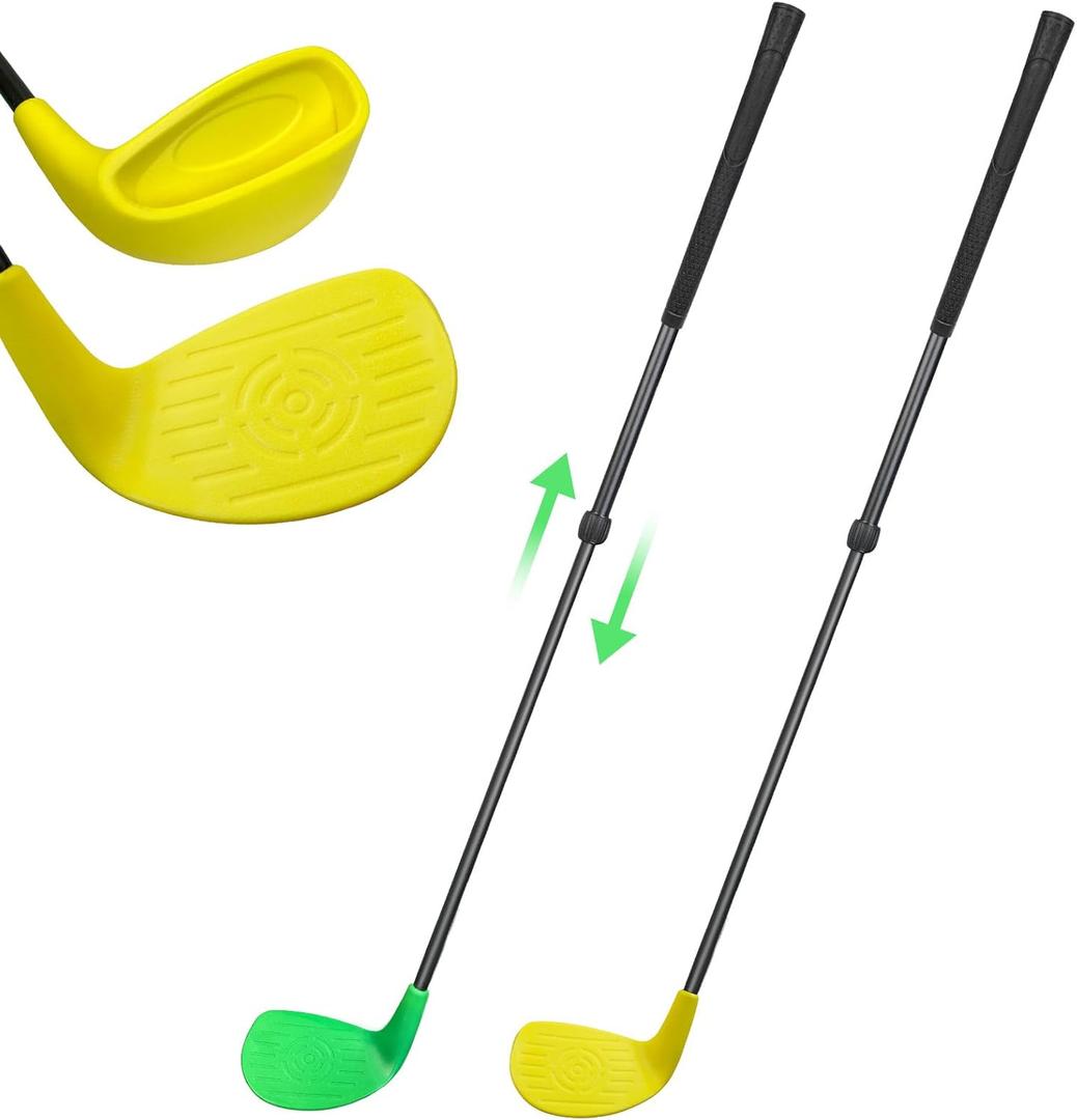 Golf Club with Oversize Head, Right-Handed Plastic Chipping Clubs for Outdoor Backyard Game Training Practice, Golf Accessories Gifts for Men (Extendable Shaft, 23-39.5", Yellow + Green)