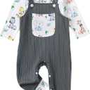 Baby Boy Clothes Fall Winter Newborn Boy Outfits 0 3 6 9 12 18 24 Months Overalls Infant Baby Boys Clothes (Grey)