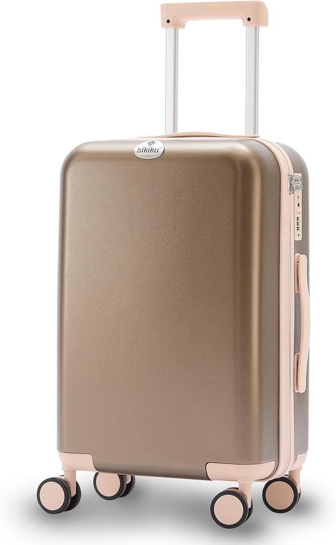 20 Inch Carry On Luggage for Women, Lightweight Hardside Suitcase with 360 Spinner Wheels, TSA Lock, Durable Luggage for Travel, Titanium Gold