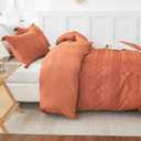 2 x EMME Boho Duvet Cover Twin Size Pumpkin - 2 Pieces Soft & Breathable Tufted Boho Shabby Chic Embroidery Bedding Set for All Seasons, 1 Duvet Cover with 1 Pillow Shams & Zipper Closure (Pumpkin, Twin)