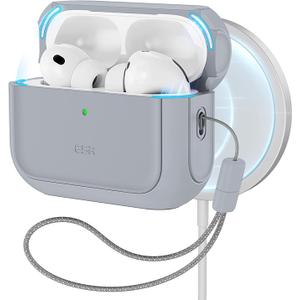 ESR for AirPods Pro 3 Case, Compatible with AirPods Pro 3rd Generation Case (2025), Compatible with MagSafe, Full Drop Protection Cover with Lanyard, Gray