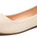 Obtaom Round Toe Women Flat Shoes Slip on Girls Dress Black Ballet Flats (5, Beige)