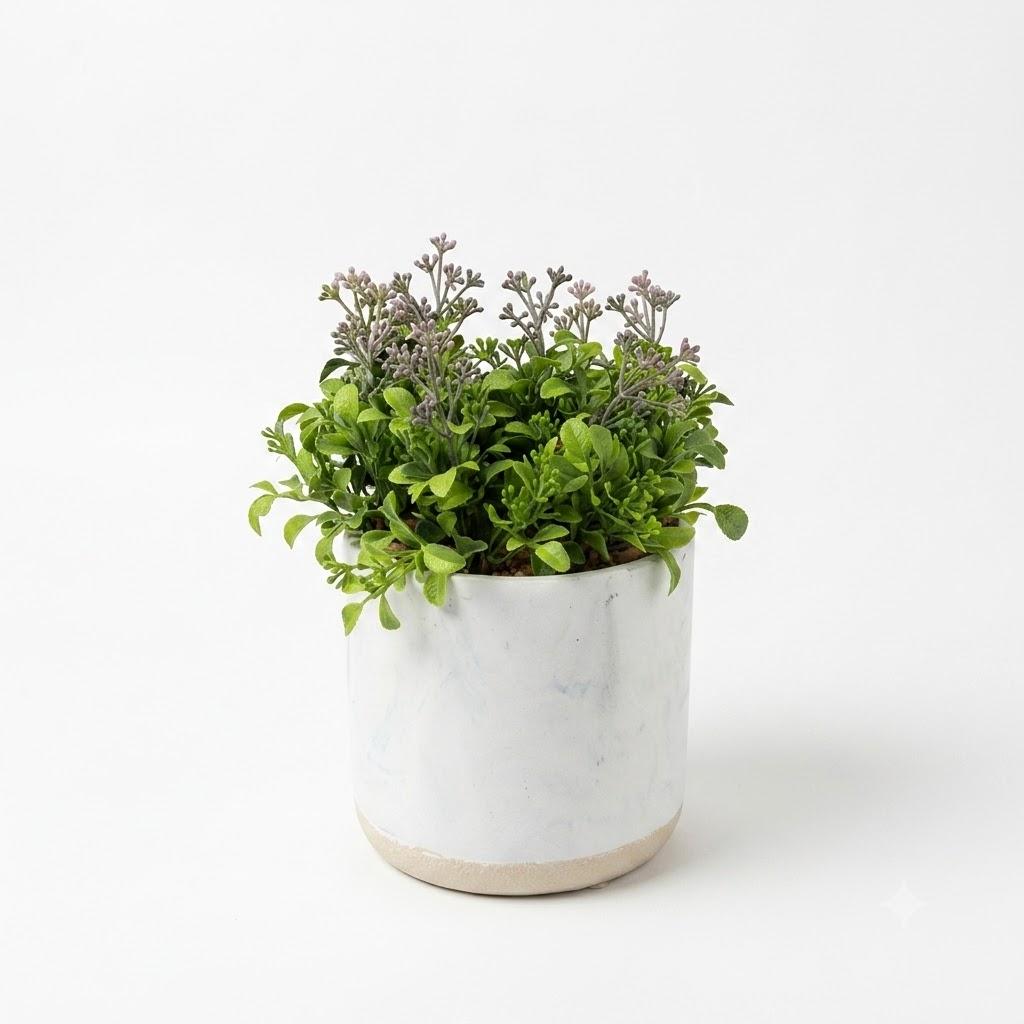 Artificial flowers in a pot