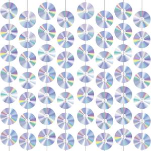 CD Disco Banners Retro 90s Theme CDs Paper Cutouts Hanging Swirl Ceiling Y2K Early 2000s Party Decorations 50s 70s 80s Music Parties Favors for Music Birthday Party Wall Decor Supplies 8Pcs