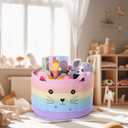 Zopeal Cat Basket Storage Woven Organizer with Ears Easter Decorative Gift Pet Toy Cute Cotton Rope Basket for Gift Cat Dog Toy Bin Nursery Room(21.7 x 13.8 Inch,Macaron Color)