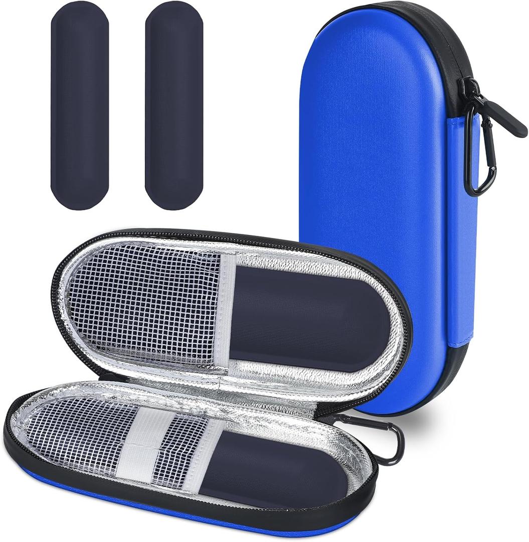 MOSLA Insulin Cooler Travel Case for Diabetic Organize Medication Insulated Cooling Bag with 2 Ice Packs for Insulin Pens and Other Diabetic Supplies (Blue)