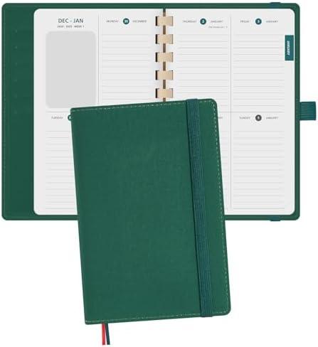 2 x BEZEND Pocket Planner 2026 Weekly and Monthly (4.25" x 6.75") Equal Ruled Space Even Weekends (Jan-Dec 26) Work Home School Women, Card Slots & Refillable PU Leather Softcover - Evergreen