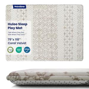 Huloo Sleep Baby Play Mat for Floor - 79x118 Inches 1.3" Thick Elasti-Foam Playpen Mat for Toddlers Infant Kids, Water-Repellent Nursery Rug, Non-Slip Backing Safe for Tummy Time, Atlas